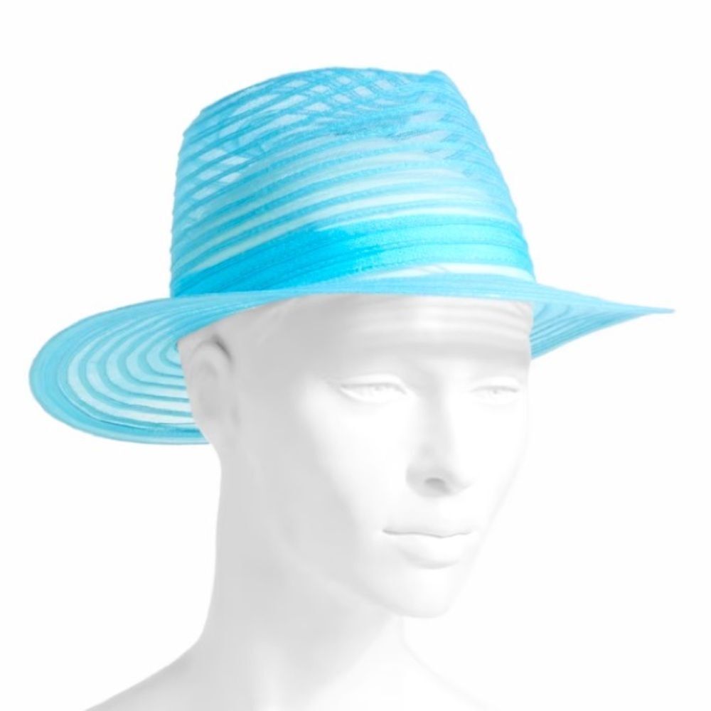 NWT New! Eugenia Kim Blaine Blue Mesh Fedora Sun Travel Hat Packable. OS